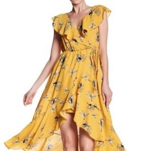 Soprano Yellow Floral Hi Low Dress